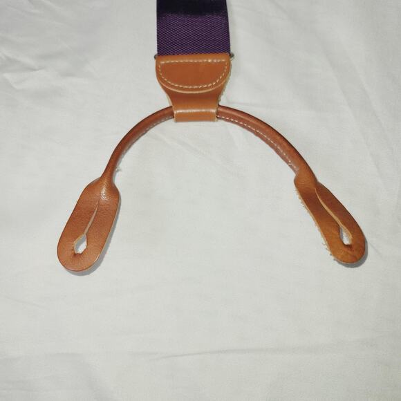 Dooney & Bourke Suspenders Mens One Size Purple Tan Leather Button End Y-Back - Picture 3 of 8
